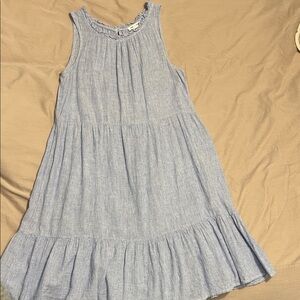 beachlunchlounge Blue-White striped Sleeveless Tiered Dress